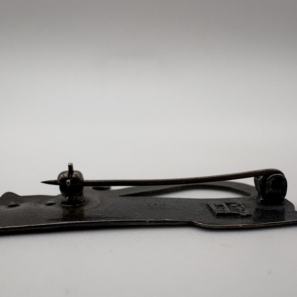 Vintage Sterling Silver 925 Stretching Cat Brooch Pin Figural Animal Signed - Picture 4 of 7